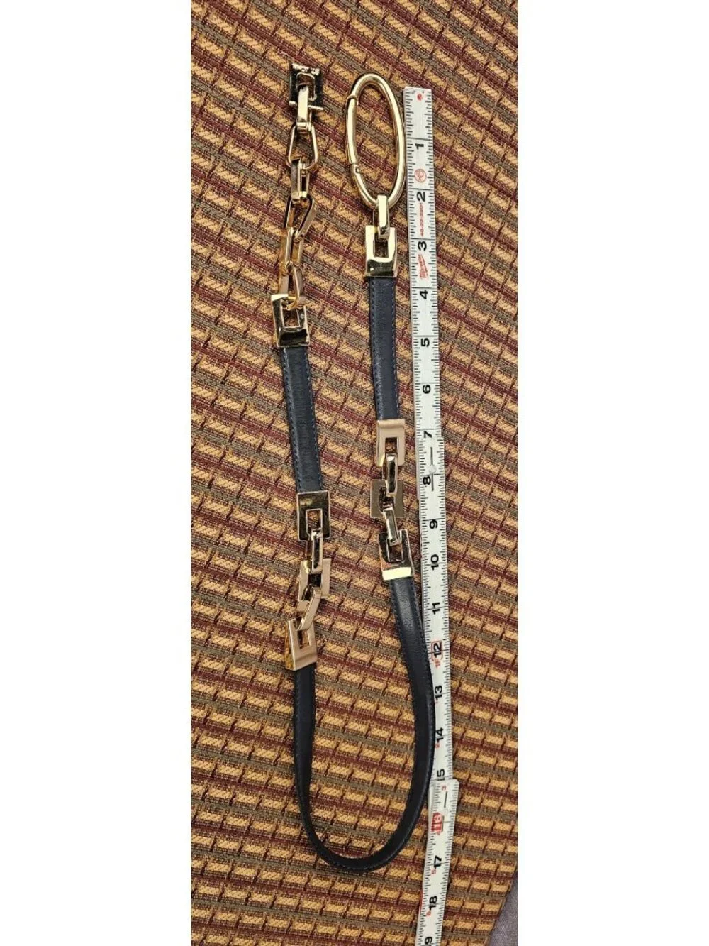 St. John Gold Chain & Navy Leather Belt 35 Inches